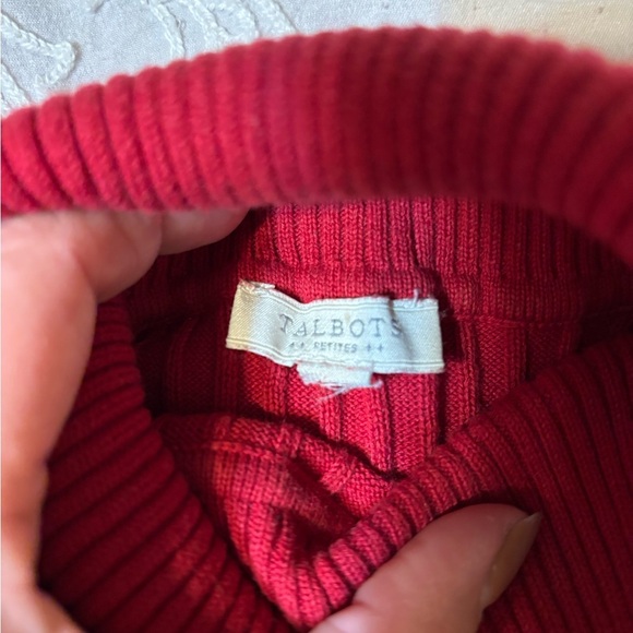 Red Turtleneck Sweater Talbots 100% Cotton - Picture 4 of 7